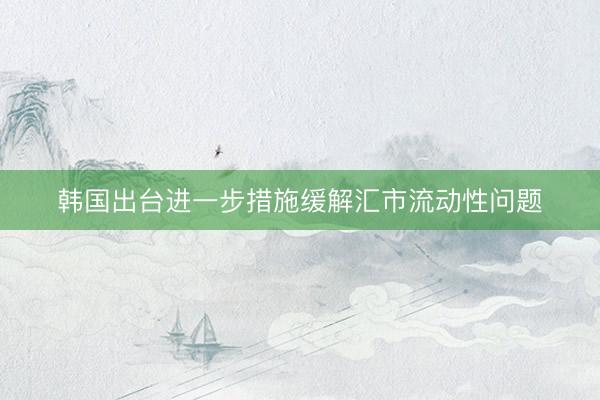 韩国出台进一步措施缓解汇市流动性问题
