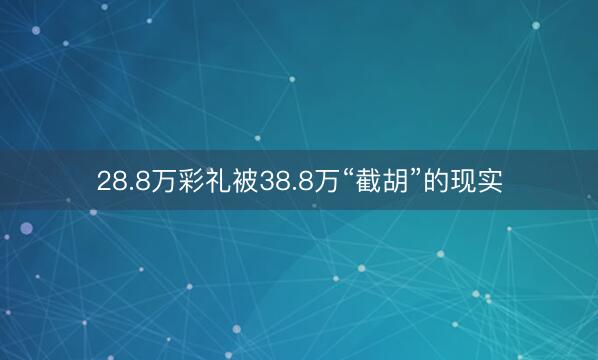 28.8万彩礼被38.8万“截胡”的现实