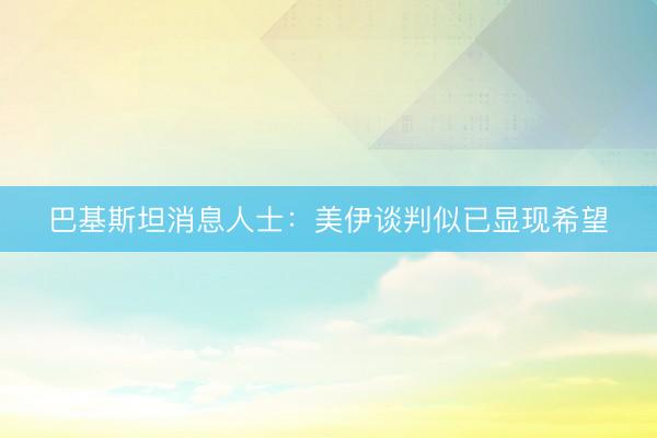 巴基斯坦消息人士：美伊谈判似已显现希望