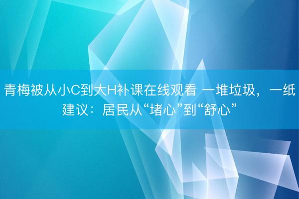青梅被从小C到大H补课在线观看 一堆垃圾,一纸建议:居民从“堵心”到“舒心”