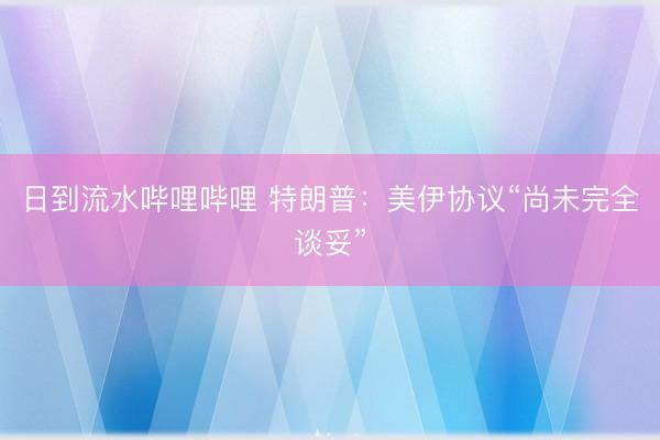 日到流水哔哩哔哩 特朗普:美伊协议“尚未完全谈妥”