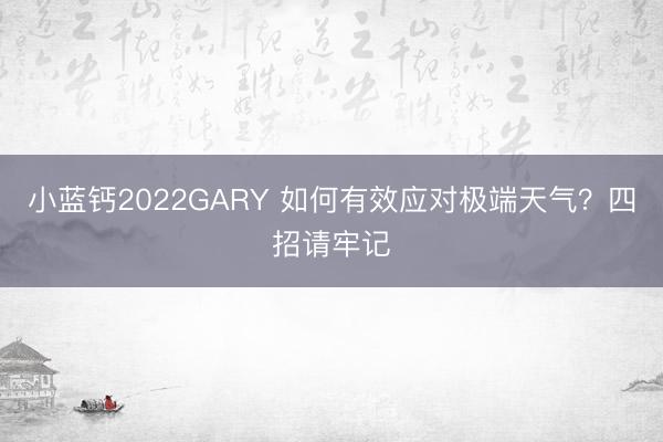 小蓝钙2022GARY 如何有效应对极端天气？四招请牢记