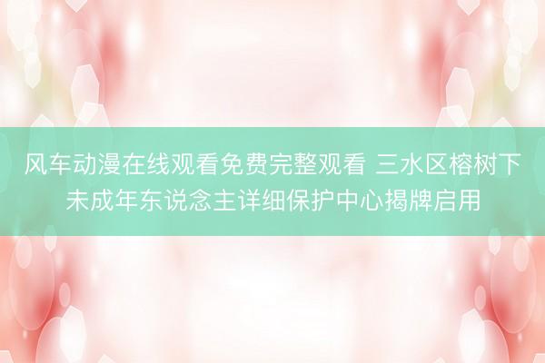 风车动漫在线观看免费完整观看 三水区榕树下未成年东说念主详细保护中心揭牌启用
