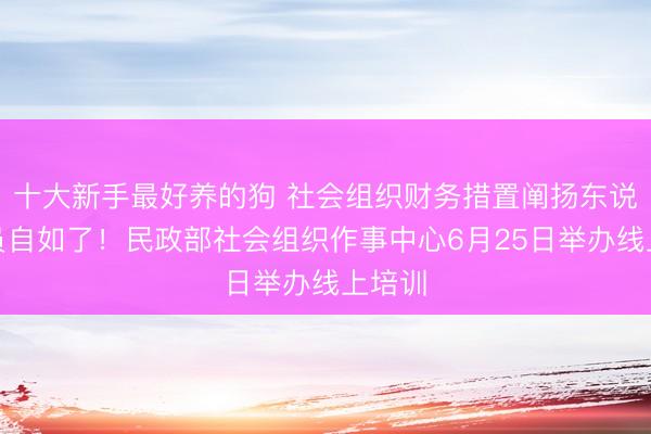 十大新手最好养的狗 社会组织财务措置阐扬东说念主员自如了！民政部社会组织作事中心6月25日举办线上培训