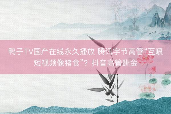 鸭子TV国产在线永久播放 腾讯字节高管“互喷短视频像猪食”？抖音高管酬金