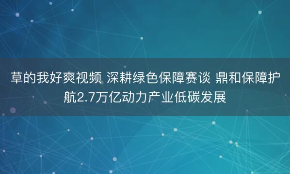 草的我好爽视频 深耕绿色保障赛谈 鼎和保障护航2.7万亿动力产业低碳发展