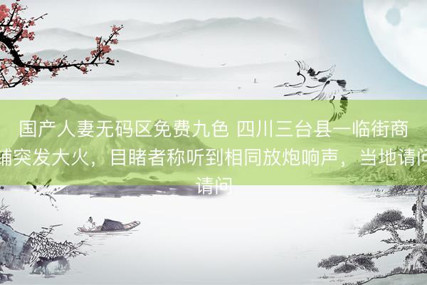 国产人妻无码区免费九色 四川三台县一临街商铺突发大火，目睹者称听到相同放炮响声，当地请问