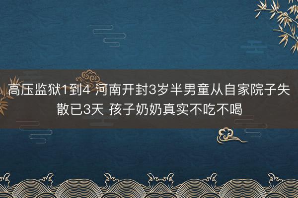 高压监狱1到4 河南开封3岁半男童从自家院子失散已3天 孩子奶奶真实不吃不喝