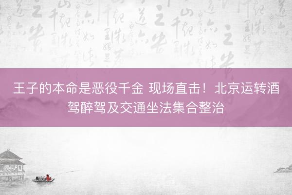 王子的本命是恶役千金 现场直击！北京运转酒驾醉驾及交通坐法集合整治