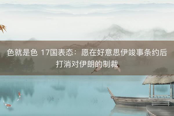 色就是色 17国表态：愿在好意思伊竣事条约后打消对伊朗的制裁