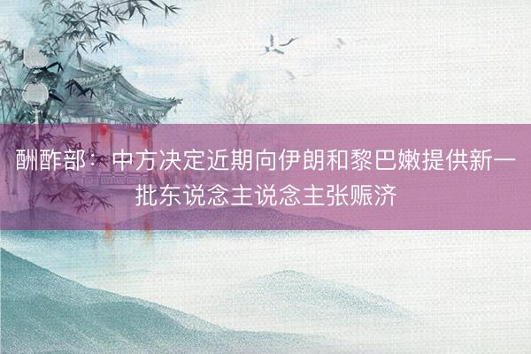 酬酢部：中方决定近期向伊朗和黎巴嫩提供新一批东说念主说念主张赈济