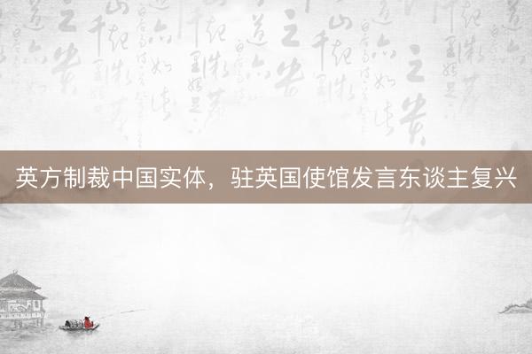 英方制裁中国实体，驻英国使馆发言东谈主复兴