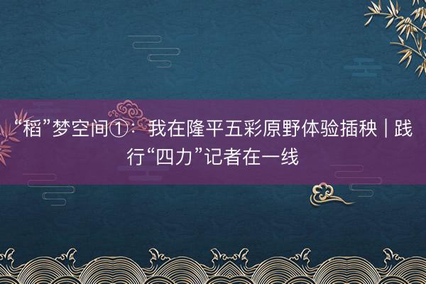 “稻”梦空间①：我在隆平五彩原野体验插秧 | 践行“四力”记者在一线